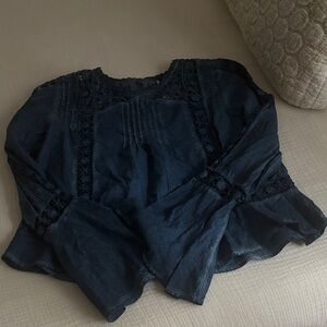 Free People Midnight Blue Lace Blouse